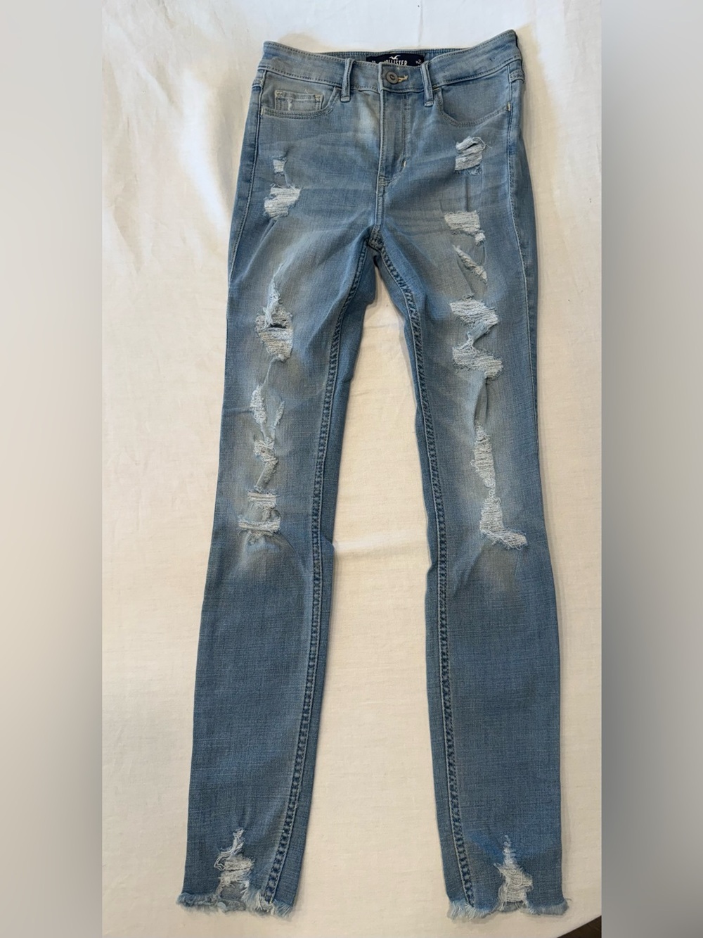 Hollister High Rise Super Skinny Distressed Light Jeans 1 W25